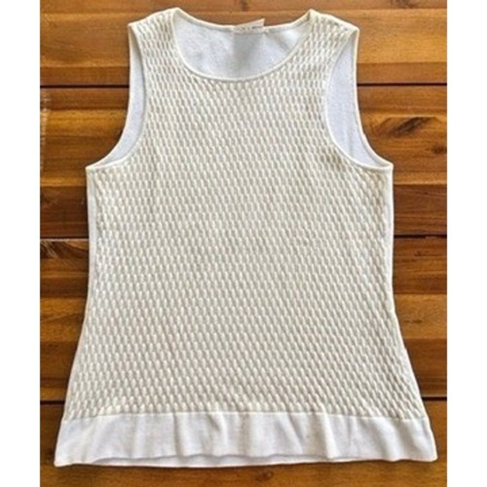 Piazza Sempione Textured Knit Sleeveless Top Cream Made in Italy IT 48/ US 8-10